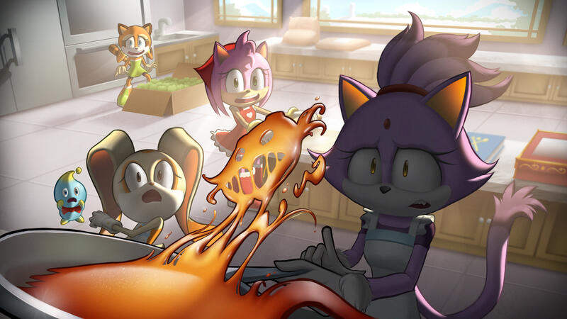 Blaze the Cat, Cream the Rabbit, Amy Rose, and Marine the Raccoon are all created and owned by SEGA.